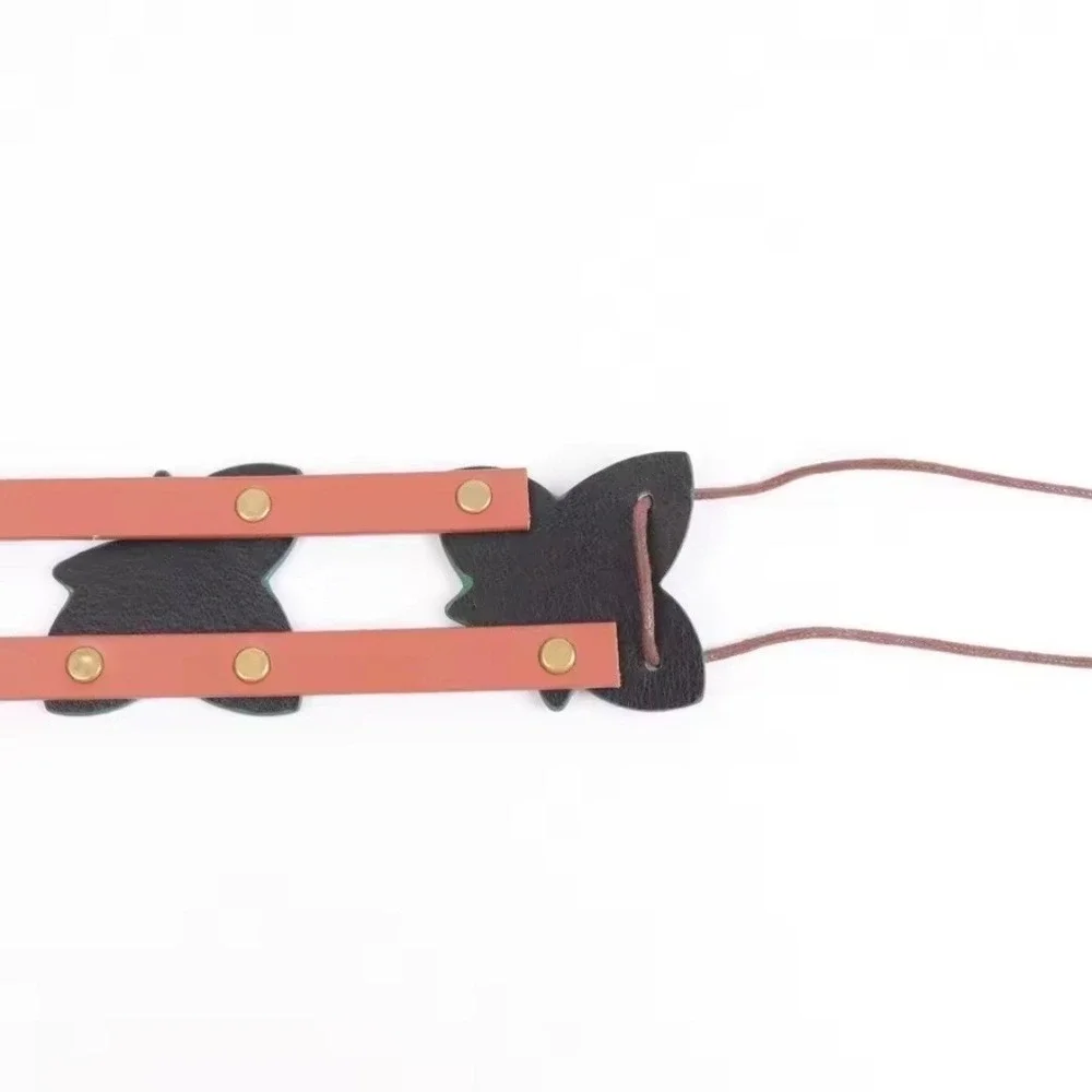 Womens Butterfly Cage Belt Brown Green‎ Faux Leather Lace Up Cincher Fairycore